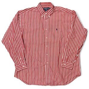 RALPH LAUREN Blake Oxford Shirt Men’s XL Red White Stripe Cotton Preppy Classic